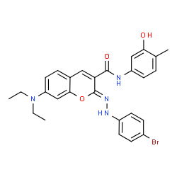 ChemSpider 2D Image | (2Z)-2-[(4-Bromophenyl)hydrazono]-7-(diethylamino)-N-(3-hydroxy-4-methylphenyl)-2H-chromene-3-carboxamide | C27H27BrN4O3