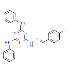ChemSpider 2D Image | 4-{(E)-[(4,6-Dianilino-1,3,5-triazin-2-yl)hydrazono]methyl}phenol | C22H19N7O