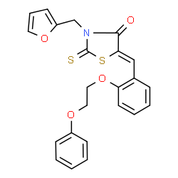 ChemSpider 2D Image | (5Z)-3-(2-Furylmethyl)-5-[2-(2-phenoxyethoxy)benzylidene]-2-thioxo-1,3-thiazolidin-4-one | C23H19NO4S2