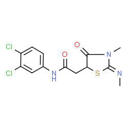 ChemSpider 2D Image | N-(3,4-Dichlorophenyl)-2-[(2Z)-3-methyl-2-(methylimino)-4-oxo-1,3-thiazolidin-5-yl]acetamide | C13H13Cl2N3O2S