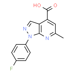 ChemSpider 2D Image | 1-(4-fluorophenyl)-6-methylpyrazolo[3,4-b]pyridine-4-carboxylic acid | C14H10FN3O2