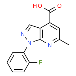 ChemSpider 2D Image | 1-(2-fluorophenyl)-6-methylpyrazolo[3,4-b]pyridine-4-carboxylic acid | C14H10FN3O2
