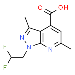 ChemSpider 2D Image | 1-(2,2-difluoroethyl)-3,6-dimethylpyrazolo[3,4-b]pyridine-4-carboxylic acid | C11H11F2N3O2