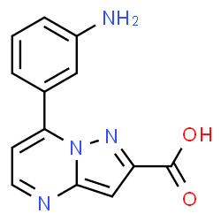 ChemSpider 2D Image | 7-(3-Aminophenyl)pyrazolo[1,5-a]pyrimidine-2-carboxylic acid | C13H10N4O2