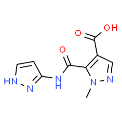 ChemSpider 2D Image | 1-Methyl-5-(1H-pyrazol-3-ylcarbamoyl)-1H-pyrazole-4-carboxylic acid | C9H9N5O3