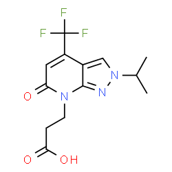 ChemSpider 2D Image | 3-[2-isopropyl-6-oxo-4-(trifluoromethyl)pyrazolo[3,4-b]pyridin-7-yl]propanoic acid | C13H14F3N3O3