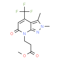 ChemSpider 2D Image | Methyl 3-(2,3-dimethyl-6-oxo-4-(trifluoromethyl)-2H-pyrazolo[3,4-b]pyridin-7(6H)-yl)propanoate | C13H14F3N3O3