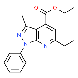 ChemSpider 2D Image | ethyl 6-ethyl-3-methyl-1-phenylpyrazolo[3,4-b]pyridine-4-carboxylate | C18H19N3O2