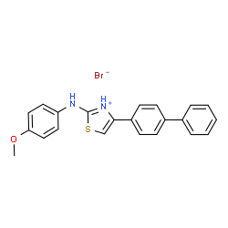 ChemSpider 2D Image | 4-(4-Biphenylyl)-2-[(4-methoxyphenyl)amino]-1,3-thiazol-3-ium bromide | C22H19BrN2OS