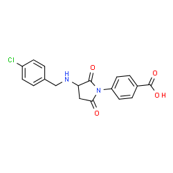 ChemSpider 2D Image | 4-{3-[(4-Chlorobenzyl)amino]-2,5-dioxo-1-pyrrolidinyl}benzoic acid | C18H15ClN2O4