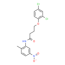 ChemSpider 2D Image | 4-(2,4-Dichlorophenoxy)-N-(2-methyl-5-nitrophenyl)butanamide | C17H16Cl2N2O4