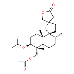 ChemSpider 2D Image | (2''R,5'R,5''R,6''S,8a''S)-5''-(Acetoxymethyl)-2'',5'',8a''-trimethyl-5-oxododecahydro-2''H-dispiro[furan-3,2'-furan-5',1''-naphthalen]-6''-yl acetate | C24H36O7