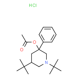ChemSpider 2D Image | 1,5-Bis(2-methyl-2-propanyl)-3-phenyl-3-piperidinyl acetate hydrochloride (1:1) | C21H34ClNO2