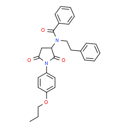 ChemSpider 2D Image | N-[2,5-Dioxo-1-(4-propoxy-phenyl)-pyrrolidin-3-yl]-N-phenethyl-benzamide | C28H28N2O4