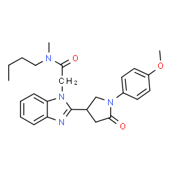 ChemSpider 2D Image | N-Butyl-2-{2-[1-(4-methoxyphenyl)-5-oxo-3-pyrrolidinyl]-1H-benzimidazol-1-yl}-N-methylacetamide | C25H30N4O3