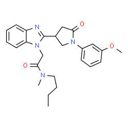 ChemSpider 2D Image | N-Butyl-2-{2-[1-(3-methoxyphenyl)-5-oxo-3-pyrrolidinyl]-1H-benzimidazol-1-yl}-N-methylacetamide | C25H30N4O3