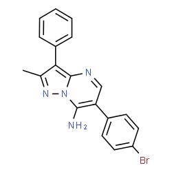 ChemSpider 2D Image | 6-(4-Bromophenyl)-2-methyl-3-phenylpyrazolo[1,5-a]pyrimidin-7-amine | C19H15BrN4