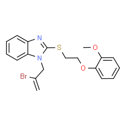 ChemSpider 2D Image | 1-(2-Bromo-2-propen-1-yl)-2-{[2-(2-methoxyphenoxy)ethyl]sulfanyl}-1H-benzimidazole | C19H19BrN2O2S