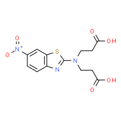 ChemSpider 2D Image | 3,3'-[(6-Nitro-1,3-benzothiazol-2-yl)imino]dipropanoic acid | C13H13N3O6S