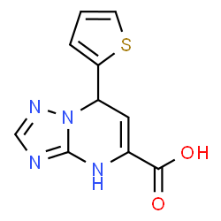 ChemSpider 2D Image | 7-(2-Thienyl)-1,7-dihydro[1,2,4]triazolo[1,5-a]pyrimidine-5-carboxylic acid | C10H8N4O2S