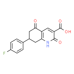 ChemSpider 2D Image | 7-(4-Fluorophenyl)-2,5-dioxo-1,2,5,6,7,8-hexahydro-3-quinolinecarboxylic acid | C16H12FNO4