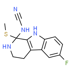 ChemSpider 2D Image | [6-Fluoro-1-(methylsulfanyl)-2,3,4,9-tetrahydro-1H-beta-carbolin-1-yl]cyanamide | C13H13FN4S