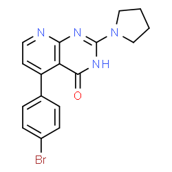 ChemSpider 2D Image | pyrido[2,3-d]pyrimidin-4-ol, 5-(4-bromophenyl)-2-(1-pyrrolidinyl)- | C17H15BrN4O