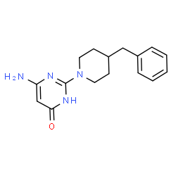 ChemSpider 2D Image | 6-Amino-2-(4-benzyl-1-piperidinyl)-4(1H)-pyrimidinone | C16H20N4O