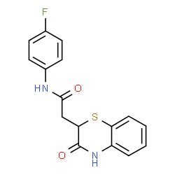 ChemSpider 2D Image | N-(4-Fluorophenyl)-2-(3-oxo-3,4-dihydro-2H-1,4-benzothiazin-2-yl)acetamide | C16H13FN2O2S