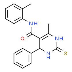 ChemSpider 2D Image | 6-Methyl-N-(2-methylphenyl)-4-phenyl-2-thioxo-1,2,3,4-tetrahydro-5-pyrimidinecarboxamide | C19H19N3OS