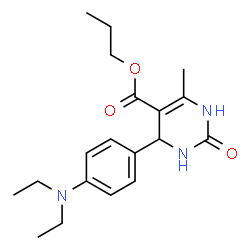 ChemSpider 2D Image | Propyl 4-[4-(diethylamino)phenyl]-6-methyl-2-oxo-1,2,3,4-tetrahydro-5-pyrimidinecarboxylate | C19H27N3O3