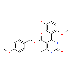 ChemSpider 2D Image | 4-Methoxybenzyl 4-(2,5-dimethoxyphenyl)-6-methyl-2-oxo-1,2,3,4-tetrahydro-5-pyrimidinecarboxylate | C22H24N2O6