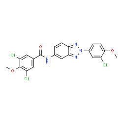 ChemSpider 2D Image | 3,5-Dichloro-N-[2-(3-chloro-4-methoxyphenyl)-2H-benzotriazol-5-yl]-4-methoxybenzamide | C21H15Cl3N4O3