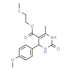 ChemSpider 2D Image | 2-(Methylsulfanyl)ethyl 4-(4-methoxyphenyl)-6-methyl-2-oxo-1,2,3,4-tetrahydro-5-pyrimidinecarboxylate | C16H20N2O4S