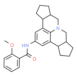 ChemSpider 2D Image | N-(3b,4,5,6,6a,7,9,9a,10,11,12,12a-Dodecahydrocyclopenta[c]cyclopenta[4,5]pyrido[3,2,1-ij]quinolin-2-yl)-2-methoxybenzamide | C26H30N2O2