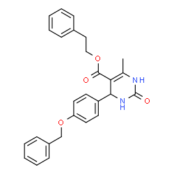 ChemSpider 2D Image | 2-Phenylethyl 4-[4-(benzyloxy)phenyl]-6-methyl-2-oxo-1,2,3,4-tetrahydro-5-pyrimidinecarboxylate | C27H26N2O4