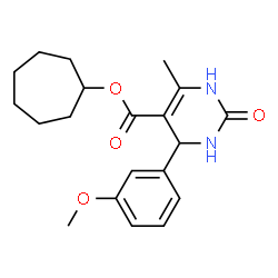 ChemSpider 2D Image | Cycloheptyl 4-(3-methoxyphenyl)-6-methyl-2-oxo-1,2,3,4-tetrahydro-5-pyrimidinecarboxylate | C20H26N2O4