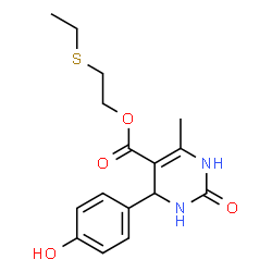 ChemSpider 2D Image | 2-(Ethylsulfanyl)ethyl 4-(4-hydroxyphenyl)-6-methyl-2-oxo-1,2,3,4-tetrahydro-5-pyrimidinecarboxylate | C16H20N2O4S