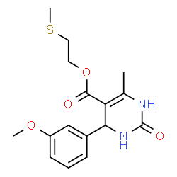 ChemSpider 2D Image | 2-(Methylsulfanyl)ethyl 4-(3-methoxyphenyl)-6-methyl-2-oxo-1,2,3,4-tetrahydro-5-pyrimidinecarboxylate | C16H20N2O4S