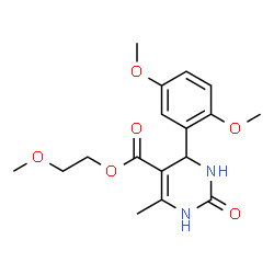 ChemSpider 2D Image | 2-Methoxyethyl 4-(2,5-dimethoxyphenyl)-6-methyl-2-oxo-1,2,3,4-tetrahydro-5-pyrimidinecarboxylate | C17H22N2O6