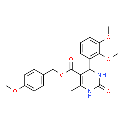 ChemSpider 2D Image | 4-Methoxybenzyl 4-(2,3-dimethoxyphenyl)-6-methyl-2-oxo-1,2,3,4-tetrahydro-5-pyrimidinecarboxylate | C22H24N2O6