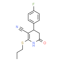 ChemSpider 2D Image | 3-pyridinecarbonitrile, 4-(4-fluorophenyl)-4,5-dihydro-6-hydroxy-2-(propylthio)- | C15H15FN2OS