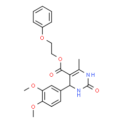 ChemSpider 2D Image | 2-Phenoxyethyl 4-(3,4-dimethoxyphenyl)-6-methyl-2-oxo-1,2,3,4-tetrahydro-5-pyrimidinecarboxylate | C22H24N2O6