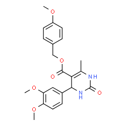 ChemSpider 2D Image | 4-Methoxybenzyl 4-(3,4-dimethoxyphenyl)-6-methyl-2-oxo-1,2,3,4-tetrahydro-5-pyrimidinecarboxylate | C22H24N2O6