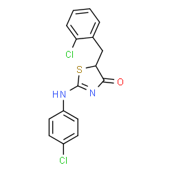 ChemSpider 2D Image | 5-(2-Chlorobenzyl)-2-[(4-chlorophenyl)amino]-1,3-thiazol-4(5H)-one | C16H12Cl2N2OS