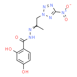 ChemSpider 2D Image | 2,4-Dihydroxy-N'-[1-(5-nitro-2H-tetrazol-2-yl)-2-propanylidene]benzohydrazide | C11H11N7O5