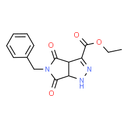 ChemSpider 2D Image | Ethyl 5-benzyl-4,6-dioxo-1,3a,4,5,6,6a-hexahydropyrrolo[3,4-c]pyrazole-3-carboxylate | C15H15N3O4