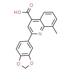 ChemSpider 2D Image | 2-(1,3-Benzodioxol-5-yl)-8-methyl-4-quinolinecarboxylic acid | C18H13NO4