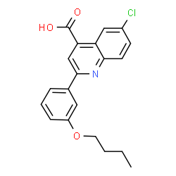 ChemSpider 2D Image | 2-(3-Butoxyphenyl)-6-chloro-4-quinolinecarboxylic acid | C20H18ClNO3