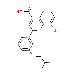 ChemSpider 2D Image | 8-Chloro-2-(3-isobutoxyphenyl)-4-quinolinecarboxylic acid | C20H18ClNO3